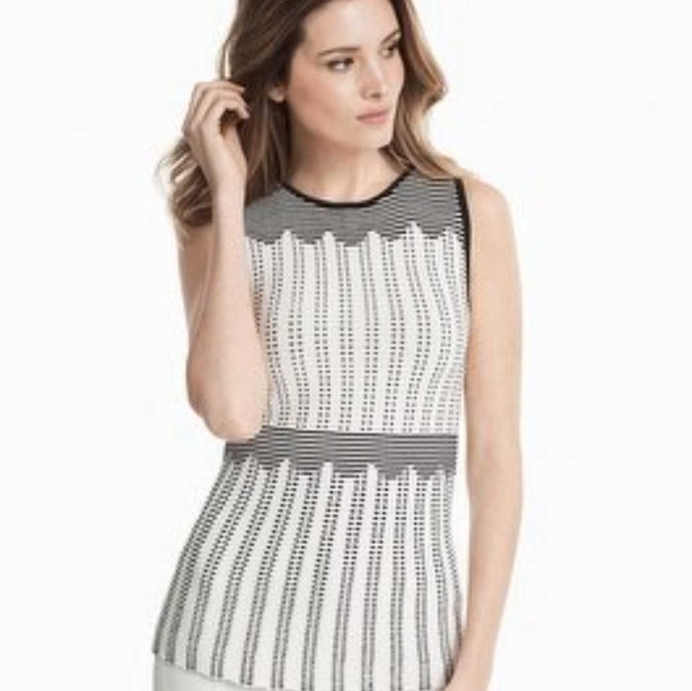 White house black market black and white top womens small size